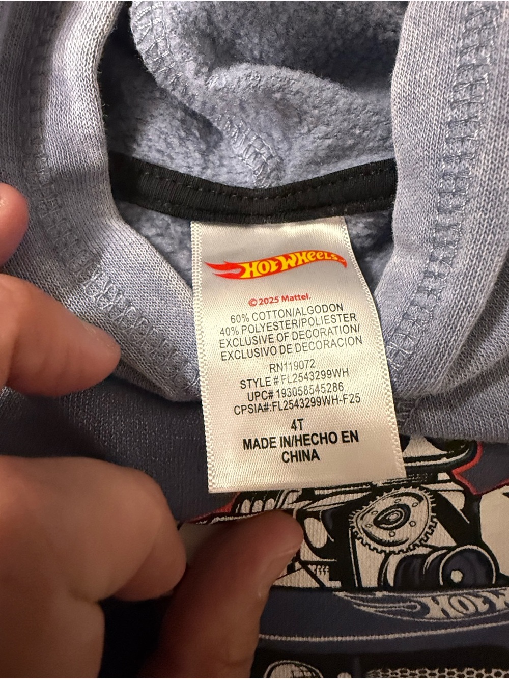 Hot Wheels 2 Piece Hoodie & Jogger Set Size 4T Blue Matching Outfit - Picture 2 of 6